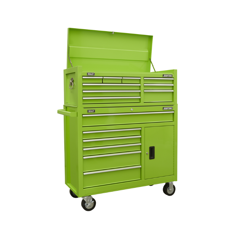 Sealey American PRO® Topchest & Rollcab Combination 15 Drawer - Green AP41STACKHV