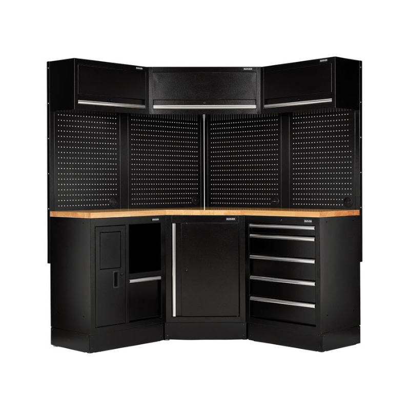 Draper BUNKER 18 Piece Modular Storage Corner Combo with Hardwood Worktop, 3454mm 30211