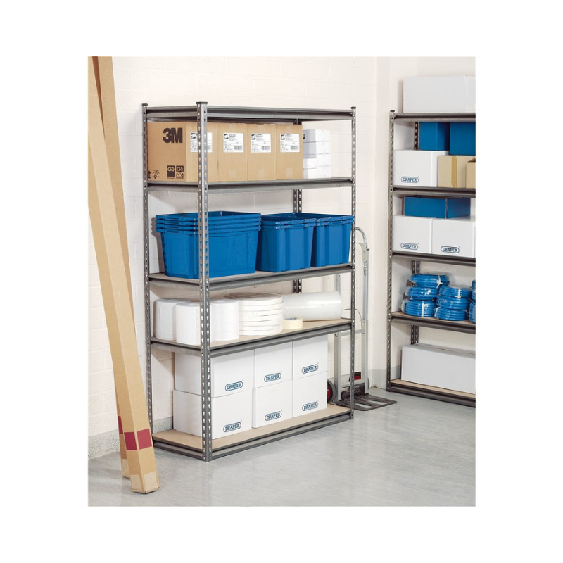 Draper Expert Heavy Duty Steel Shelving Unit, 5 Shelves, L1220 x W450 x H1830mm 21663
