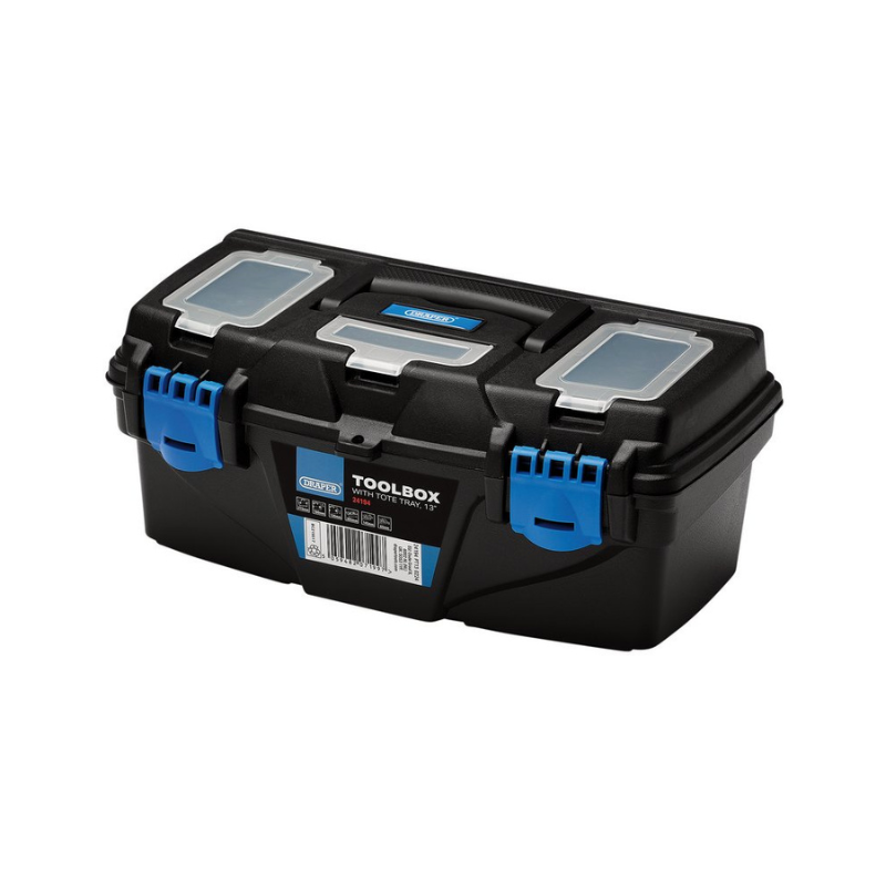 Plastic Toolbox with Tote Tray, 13" 24194