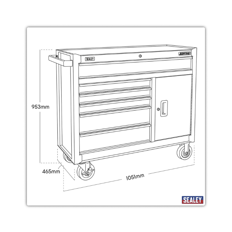 Sealey American PRO® Rollcab 6 Drawer - Black AP4106B