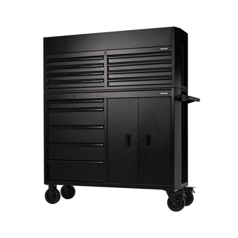 BUNKER® 13 Drawer Combined Roller Cabinet and Tool Chest, 52", Black 24249