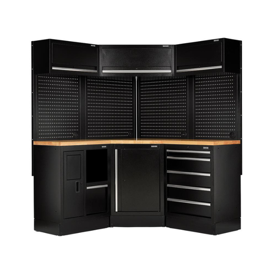 Draper BUNKER 18 Piece Modular Storage Corner Combo with Hardwood Worktop, 3454mm 30211