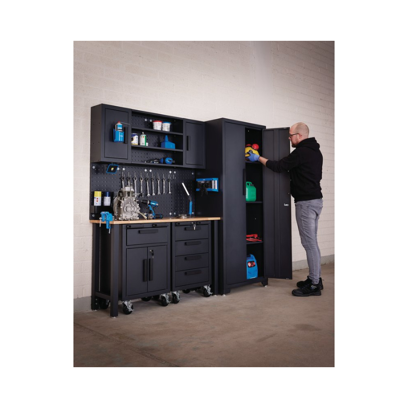 Draper Single Garage Workstation with Roller Cabinets 13269