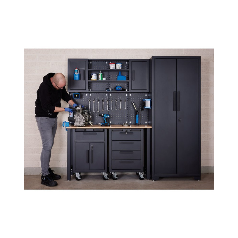 Draper Single Garage Workstation with Roller Cabinets 13269