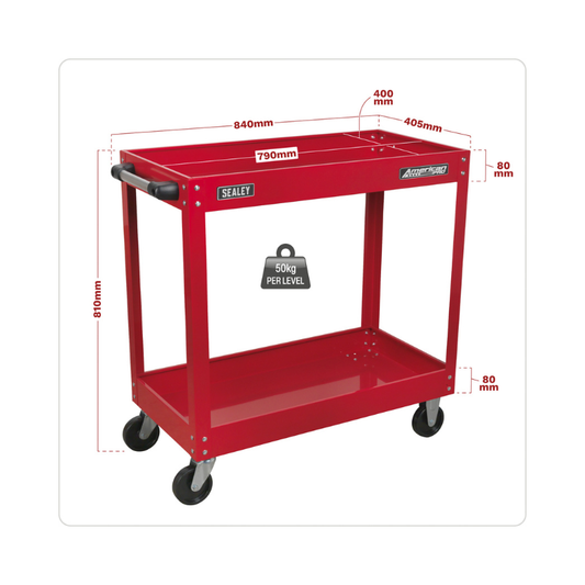 Sealey American PRO® Heavy-Duty Workshop Trolley 2-Level - Red CX105