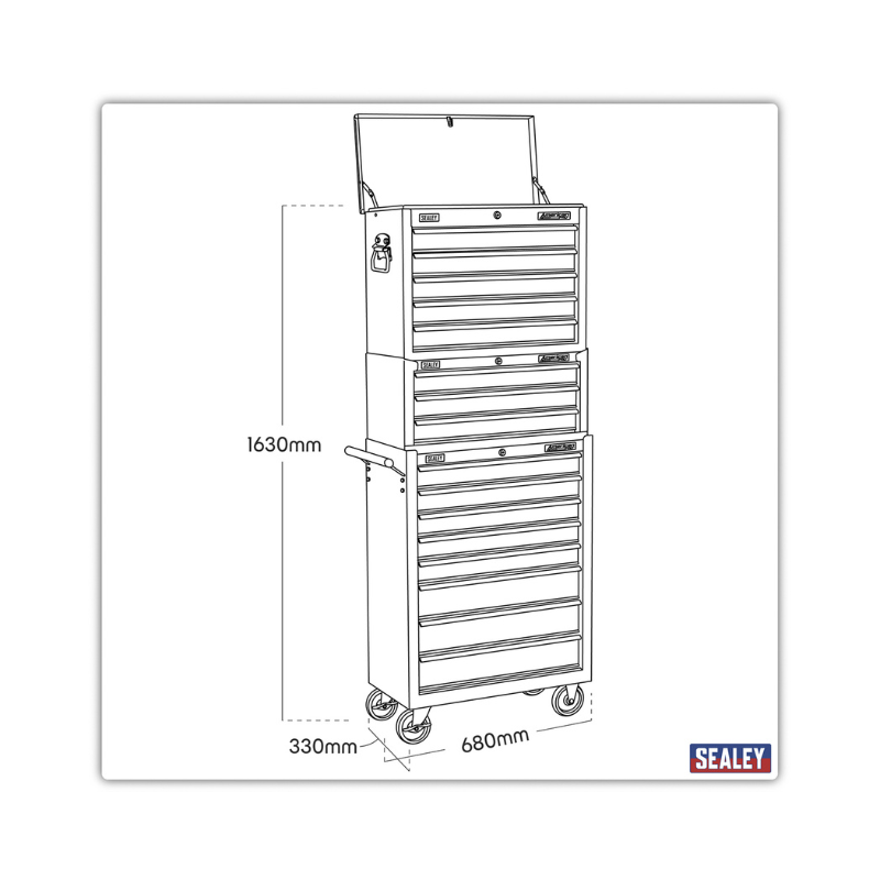 Sealey American PRO® Tool Chest Combination 16 Drawer - Black/Grey AP35STACK