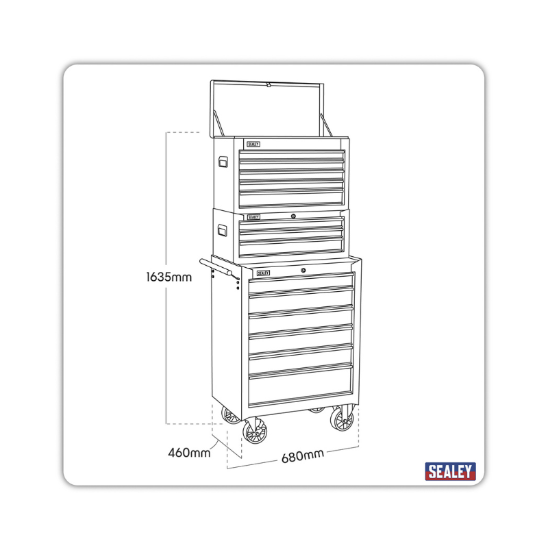 Sealey American PRO® Topchest, Mid-Box Tool Chest & Rollcab Stack 14 Drawer - Red AP22STACK