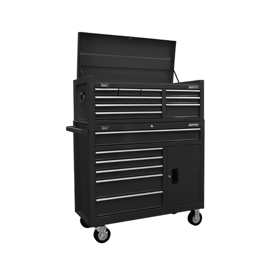 Sealey American PRO® Topchest & Rollcab Combination 15 Drawer - Black AP41STACKB