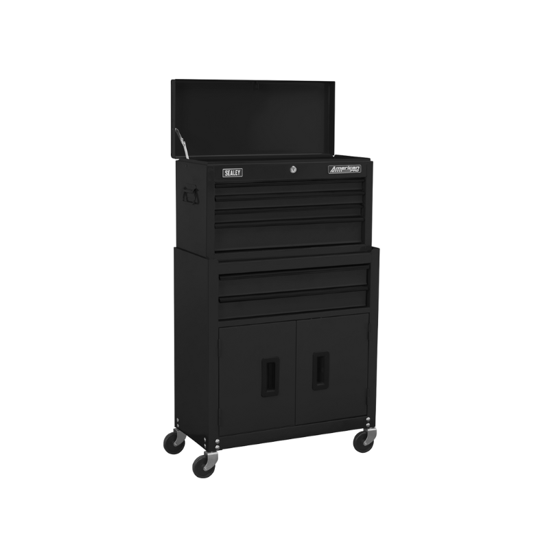 Sealey American PRO® Topchest & Rollcab Combination 6 Drawer - Black AP22BK