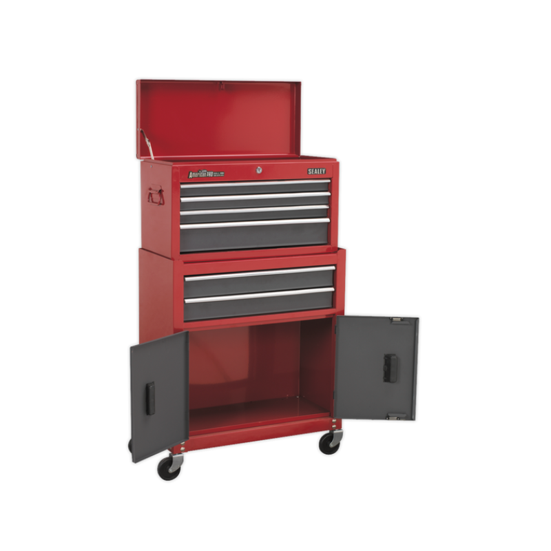 Sealey American PRO® Topchest & Rollcab Combination 6 Drawer - Red AP2200BB