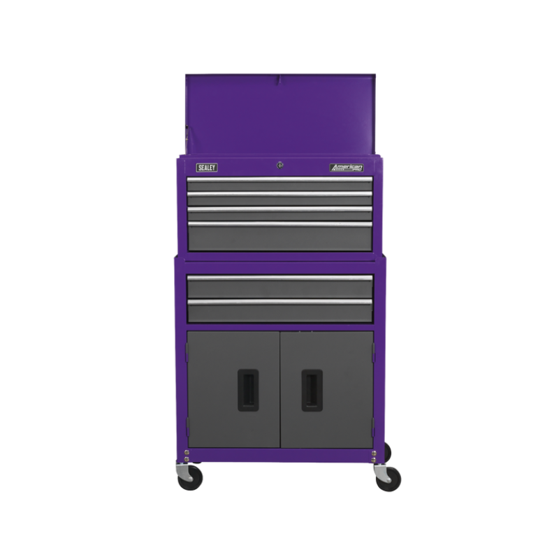 Sealey American PRO® Topchest & Rollcab Combination 6 Drawer - Purple/Grey AP2200BBCP