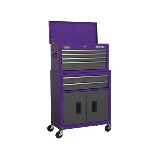 Sealey American PRO® Topchest & Rollcab Combination 6 Drawer - Purple/Grey AP2200BBCP