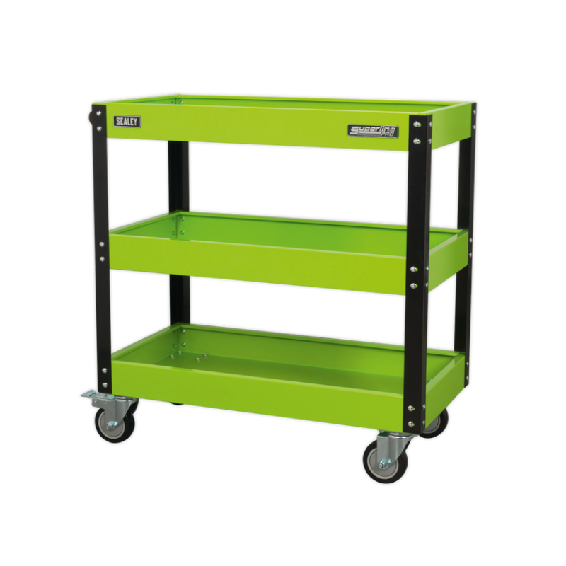Sealey Superline PRO® Heavy-Duty Workshop Trolley 3-Level - Hi-Vis Green CX110HV