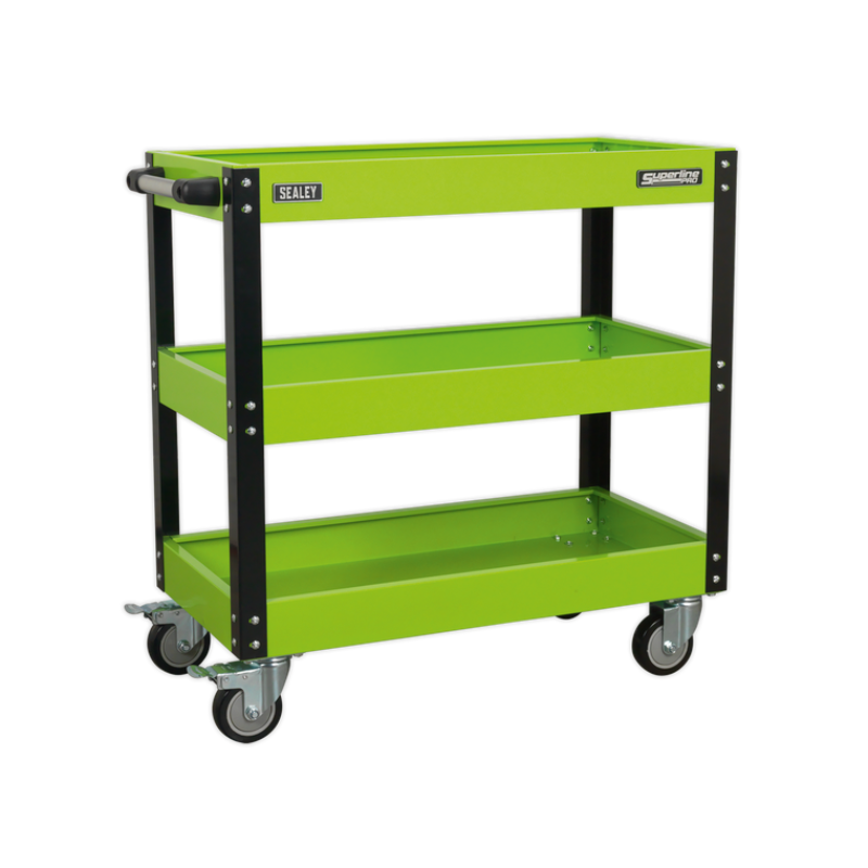 Sealey Superline PRO® Heavy-Duty Workshop Trolley 3-Level - Hi-Vis Green CX110HV