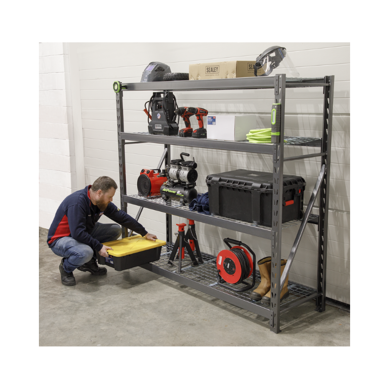 Sealey Heavy-Duty Racking Unit with 4 Mesh Shelves 640kg Capacity Per Level AP6572