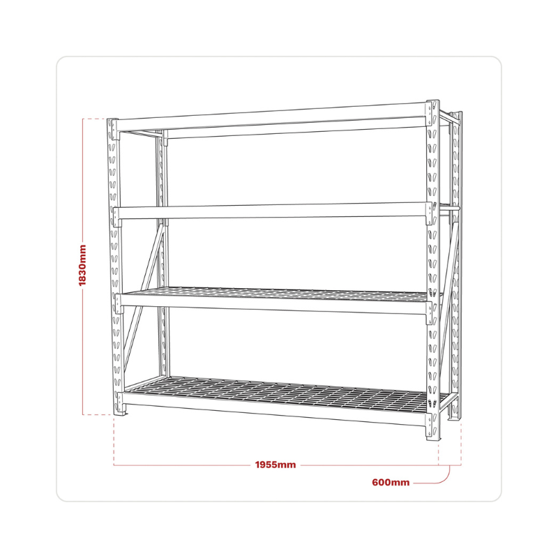 Sealey Heavy-Duty Racking Unit with 4 Mesh Shelves 640kg Capacity Per Level AP6572