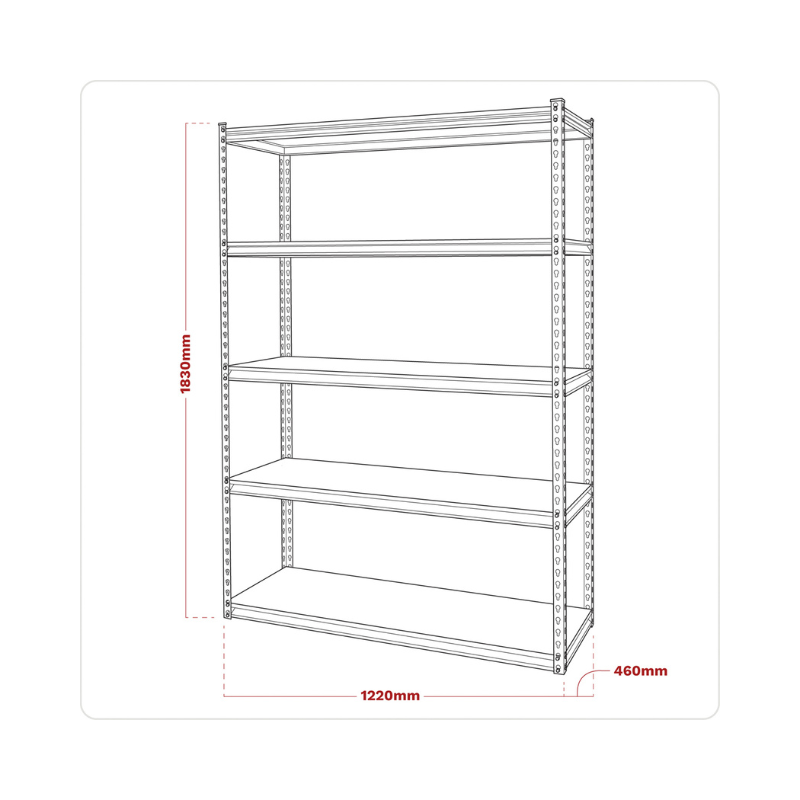 Sealey Racking Unit with 5 Shelves 220kg Capacity Per Level AP1200R